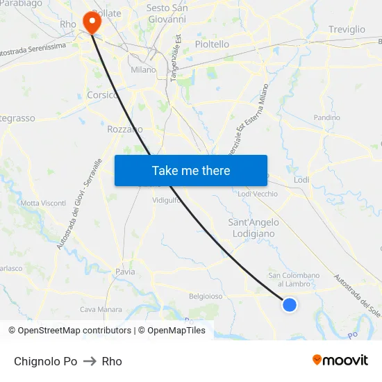Chignolo Po to Rho map