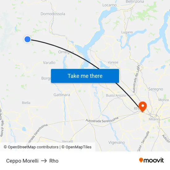 Ceppo Morelli to Rho map