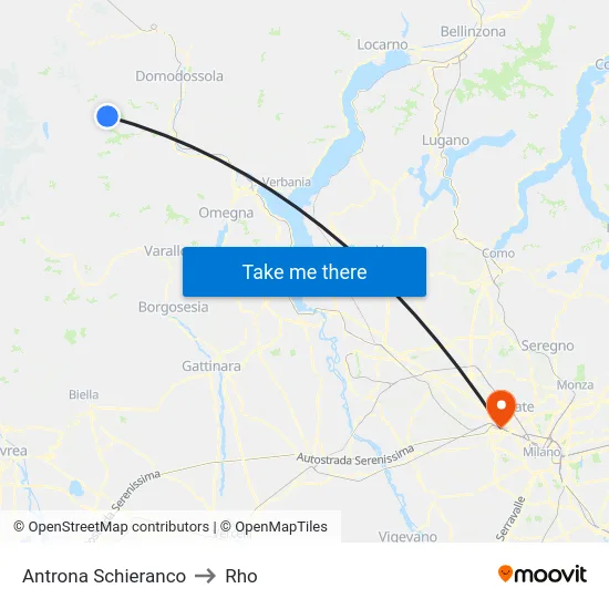 Antrona Schieranco to Rho map