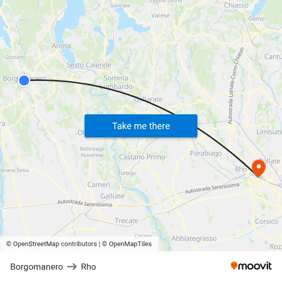 Borgomanero to Rho map