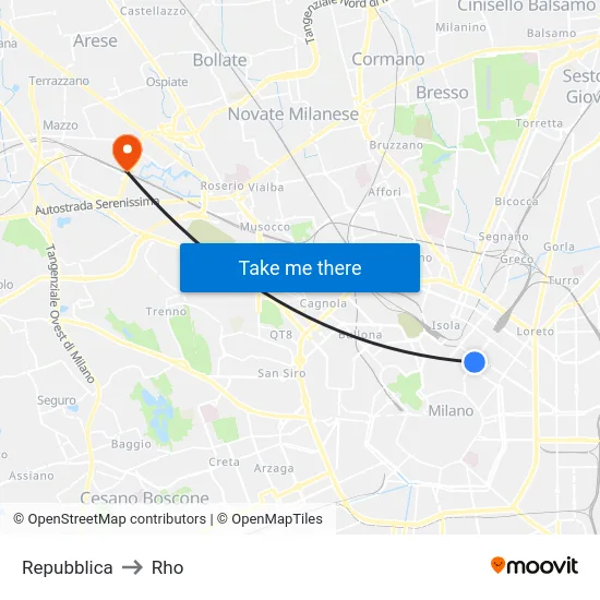 Repubblica to Rho map