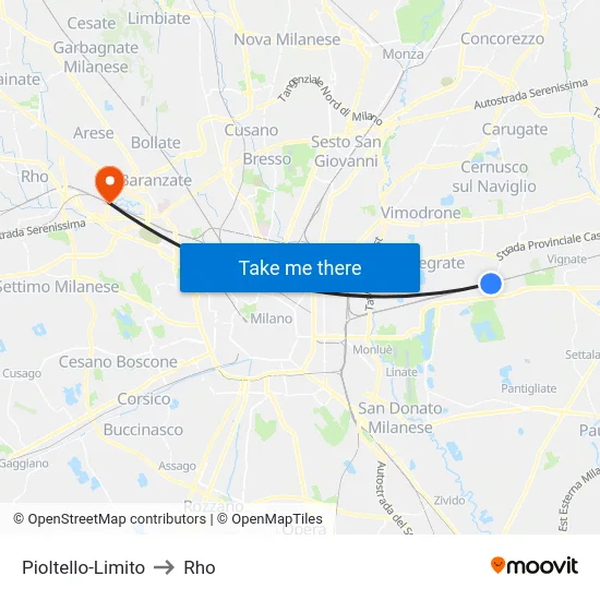 Pioltello-Limito to Rho map