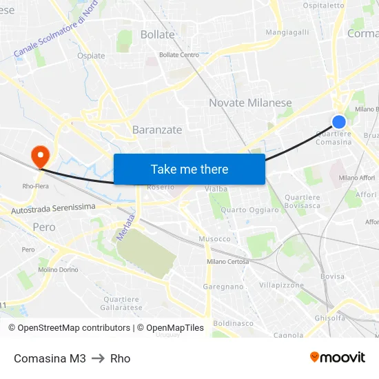 Comasina M3 to Rho map