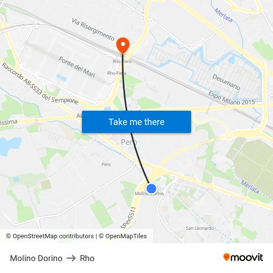 Molino Dorino to Rho map