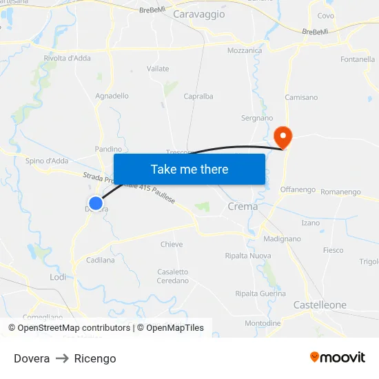 Dovera to Ricengo map