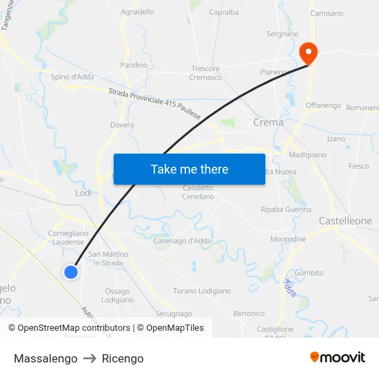 Massalengo to Ricengo map