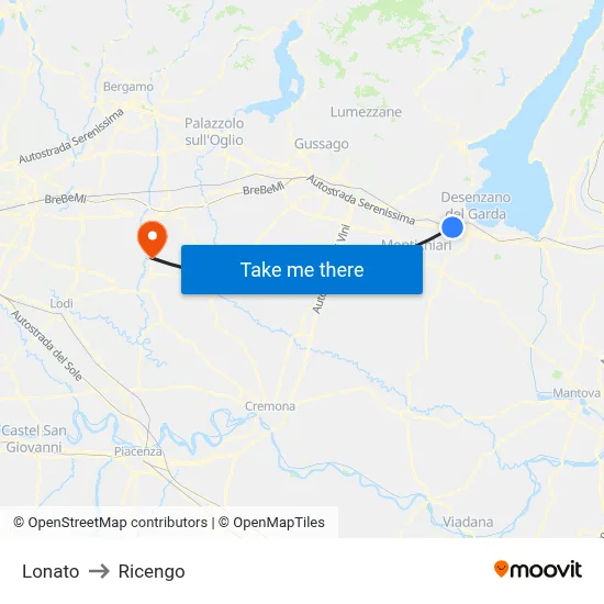 Lonato to Ricengo map