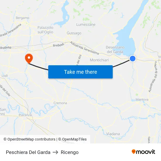 Peschiera Del Garda to Ricengo map