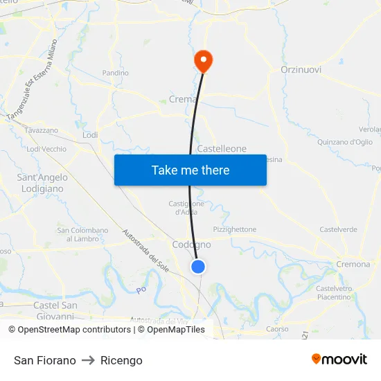 San Fiorano to Ricengo map