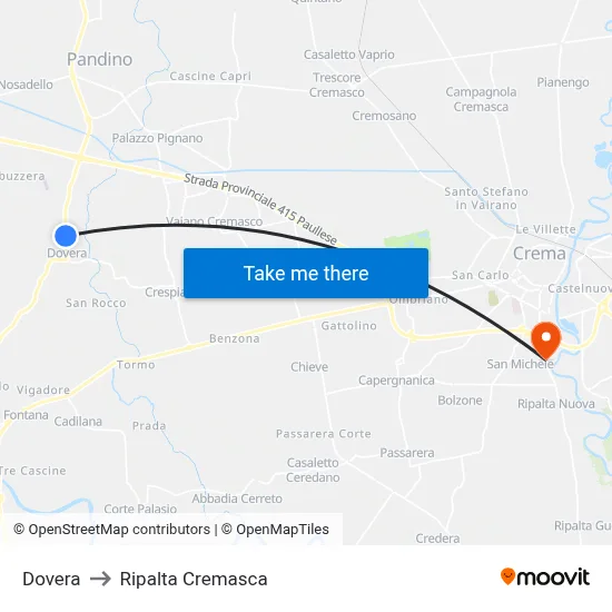 Dovera to Ripalta Cremasca map