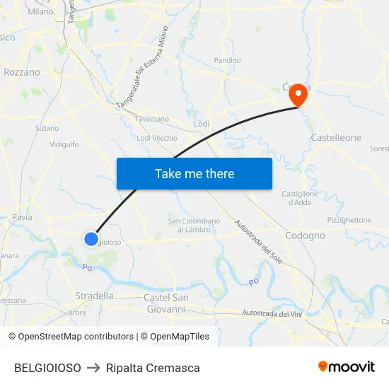 Belgioioso to Ripalta Cremasca map