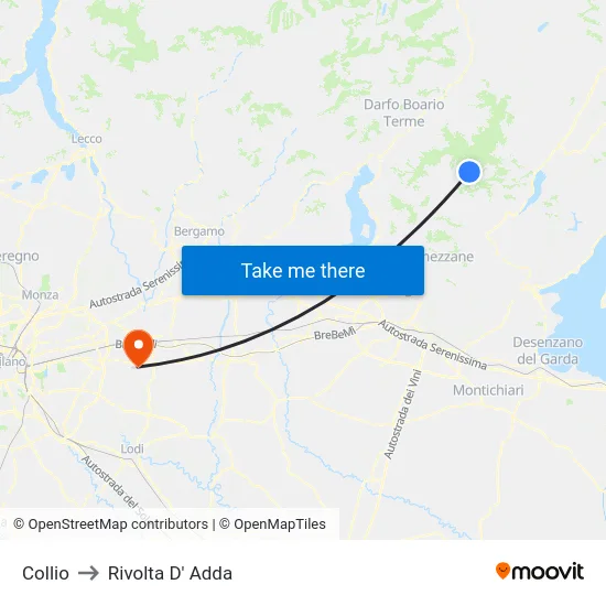 Collio to Rivolta D' Adda map