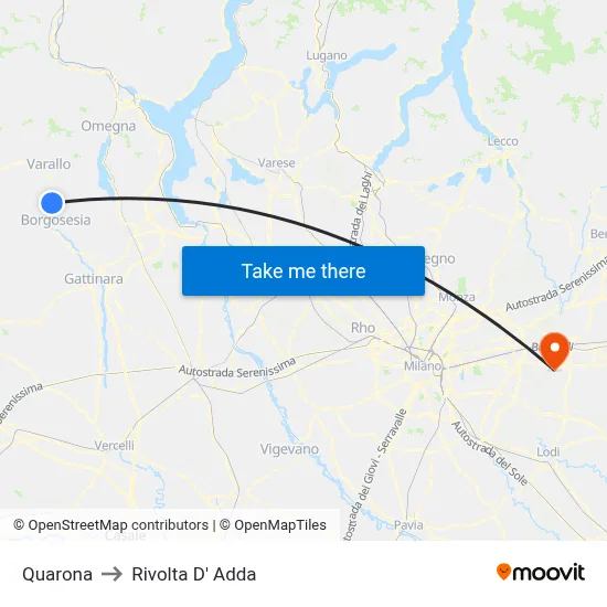 Quarona to Rivolta d'Adda map