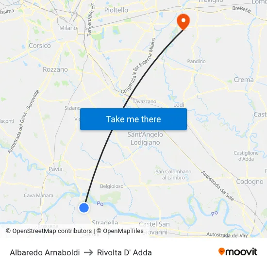 Albaredo Arnaboldi to Rivolta d'Adda map