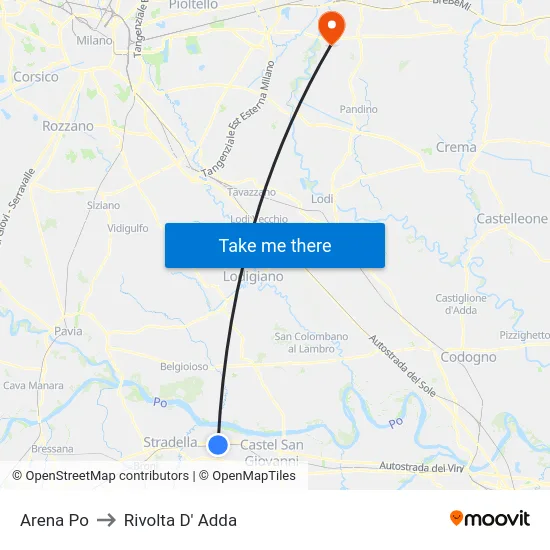 Arena Po to Rivolta D' Adda map