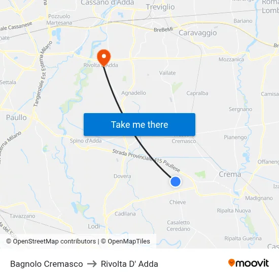 Bagnolo Cremasco to Rivolta D' Adda map