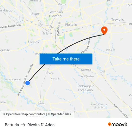 Battuda to Rivolta D' Adda map