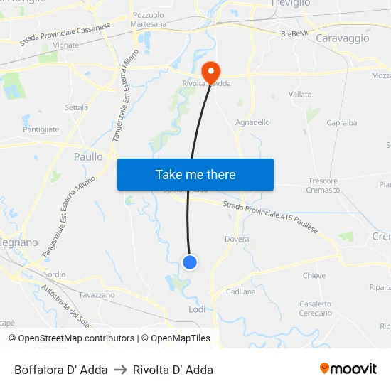 Boffalora D'Adda to Rivolta d'Adda map