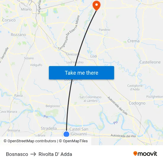 Bosnasco to Rivolta d'Adda map