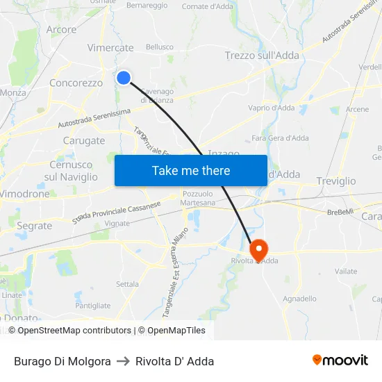 Burago Di Molgora to Rivolta D' Adda map