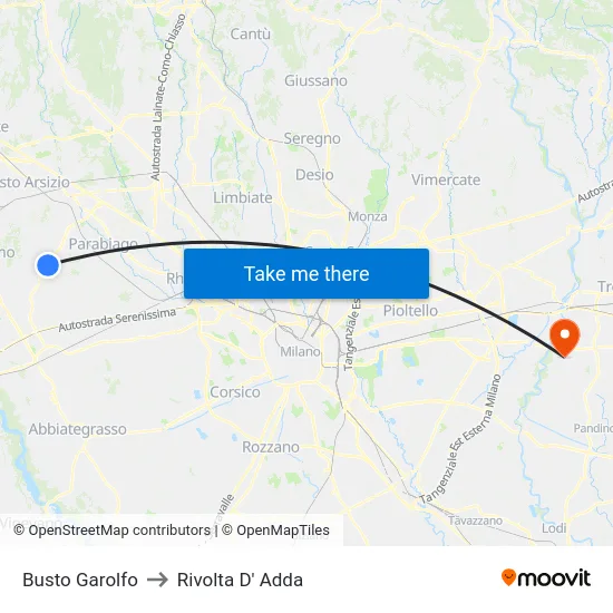 Busto Garolfo to Rivolta D' Adda map