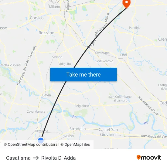 Casatisma to Rivolta D' Adda map