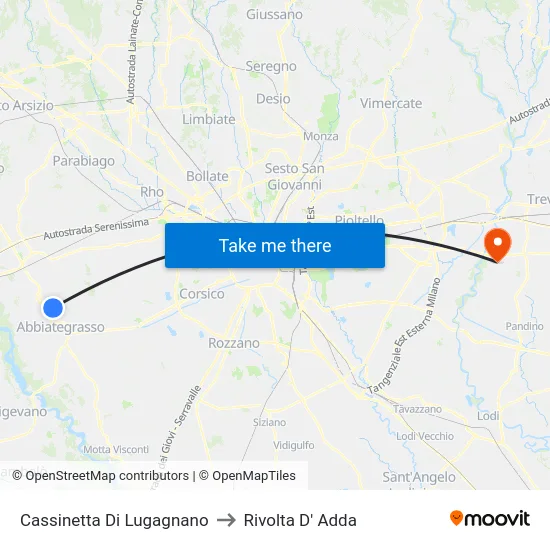 Cassinetta Di Lugagnano to Rivolta D' Adda map