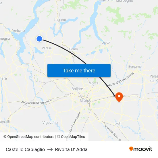 Castello Cabiaglio to Rivolta d'Adda map