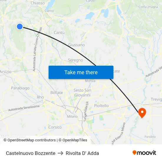 Castelnuovo Bozzente to Rivolta d'Adda map