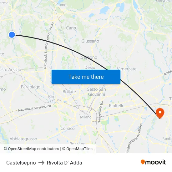 Castelseprio to Rivolta D' Adda map