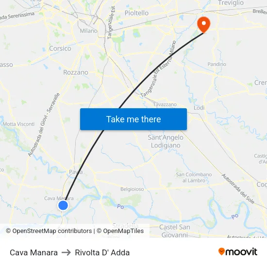 Cava Manara to Rivolta d'Adda map