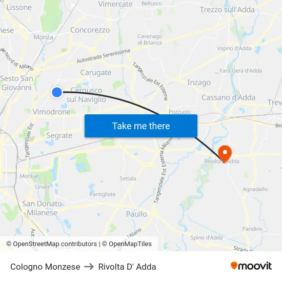 Cologno Monzese to Rivolta d'Adda map