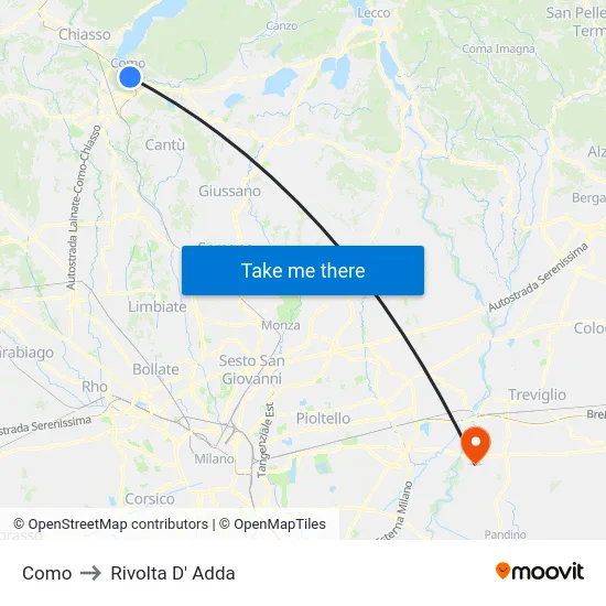 Como to Rivolta d'Adda map