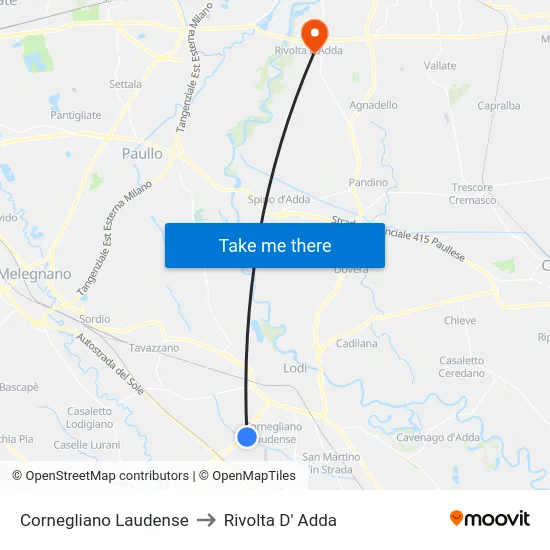 Cornegliano Laudense to Rivolta d'Adda map