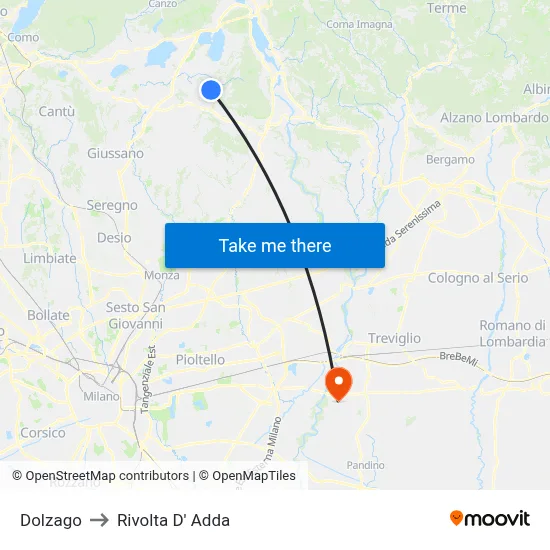 Dolzago to Rivolta d'Adda map