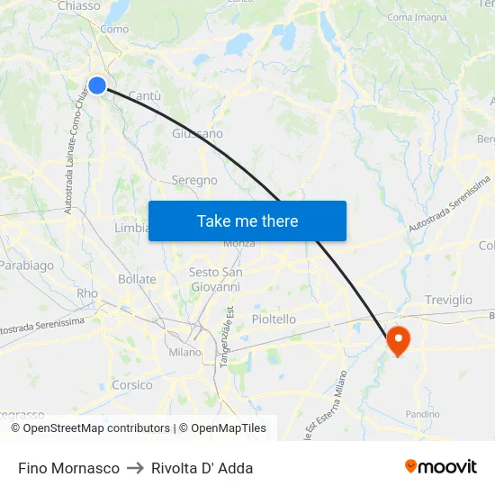 Fino Mornasco to Rivolta d'Adda map