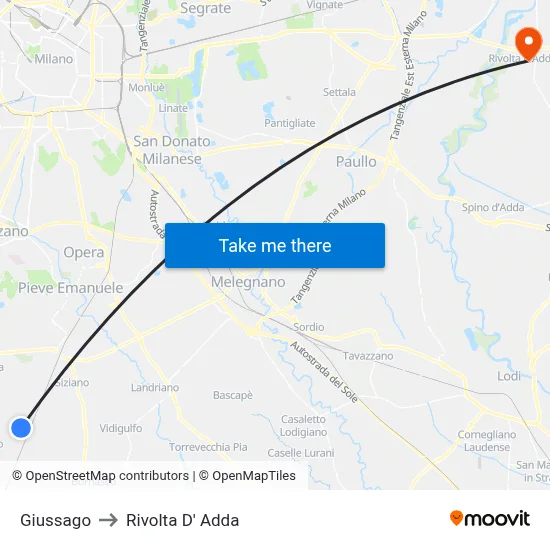 Giussago to Rivolta d'Adda map