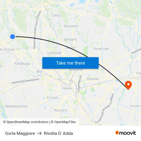 Gorla Maggiore to Rivolta d'Adda map