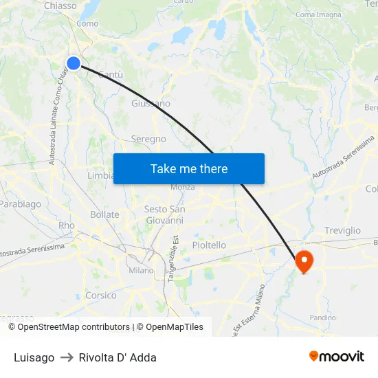 Luisago to Rivolta d'Adda map