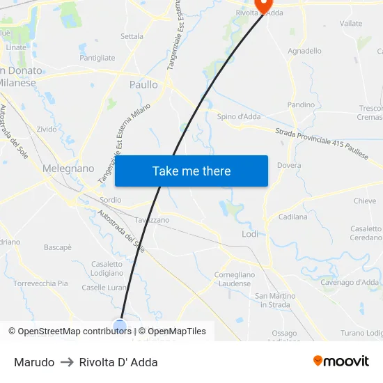 Marudo to Rivolta d'Adda map