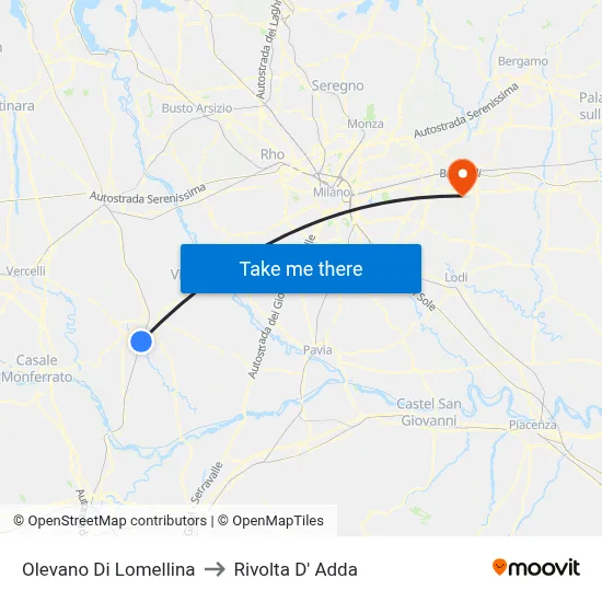 Olevano Di Lomellina to Rivolta d'Adda map