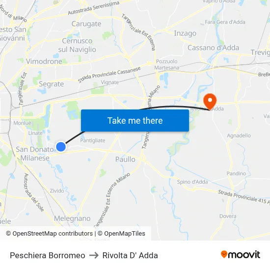 Peschiera Borromeo to Rivolta D' Adda map