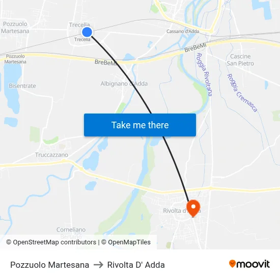 Pozzuolo Martesana to Rivolta D' Adda map