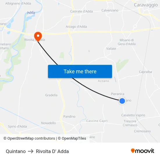 Quintano to Rivolta d'Adda map