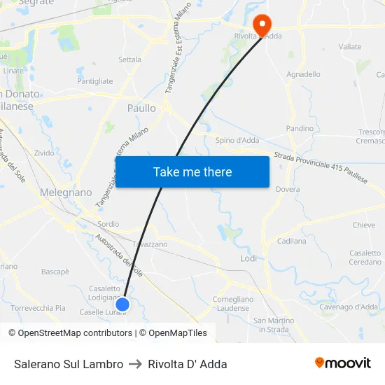 Salerano Sul Lambro to Rivolta D' Adda map