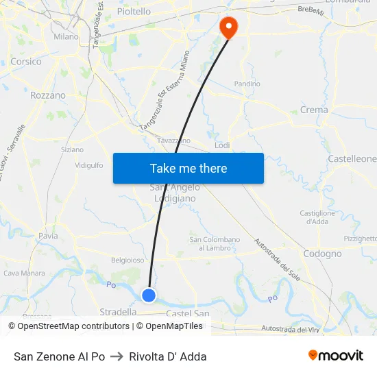 San Zenone al Po to Rivolta d'Adda map