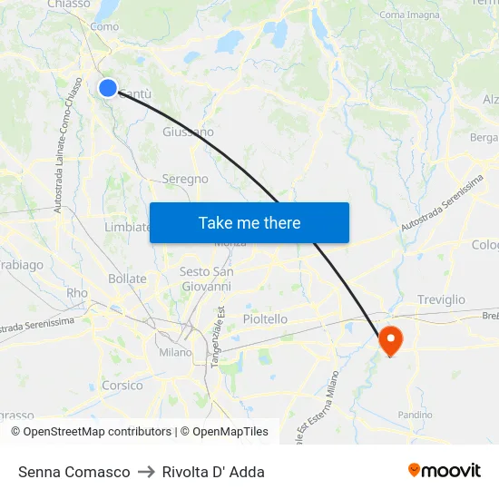 Senna Comasco to Rivolta D' Adda map
