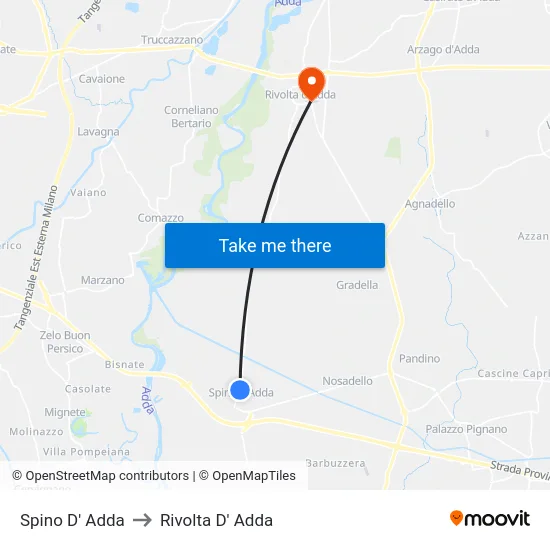 Spino D' Adda to Rivolta D' Adda map