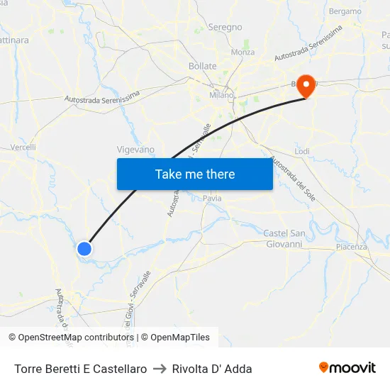 Torre Beretti e Castellaro to Rivolta d'Adda map
