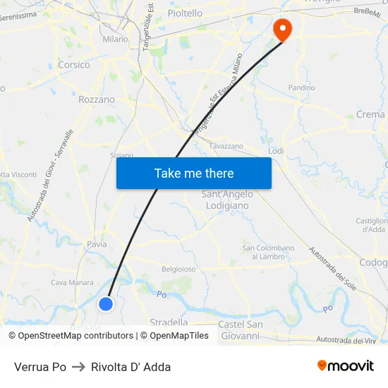 Verrua Po to Rivolta D' Adda map